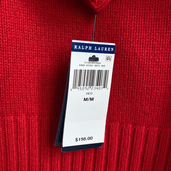 NWT🍁Polo Ralph Lauren Wool Cashmere Blend Pullover Red Turtleneck Sweater- Sz M - Picture 14 of 15